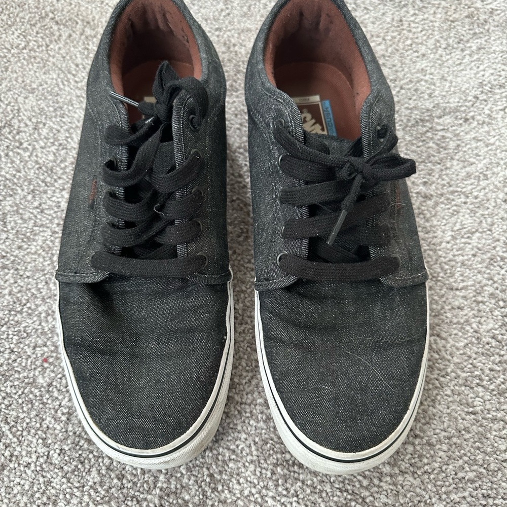 Vans Black Canvas Low-Top Sneakers with White Sole
